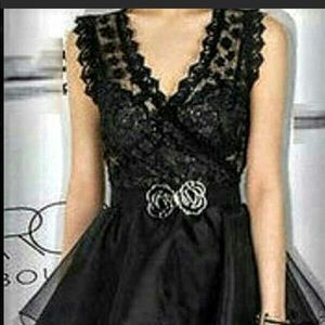 Sleeveless bead embellished mini